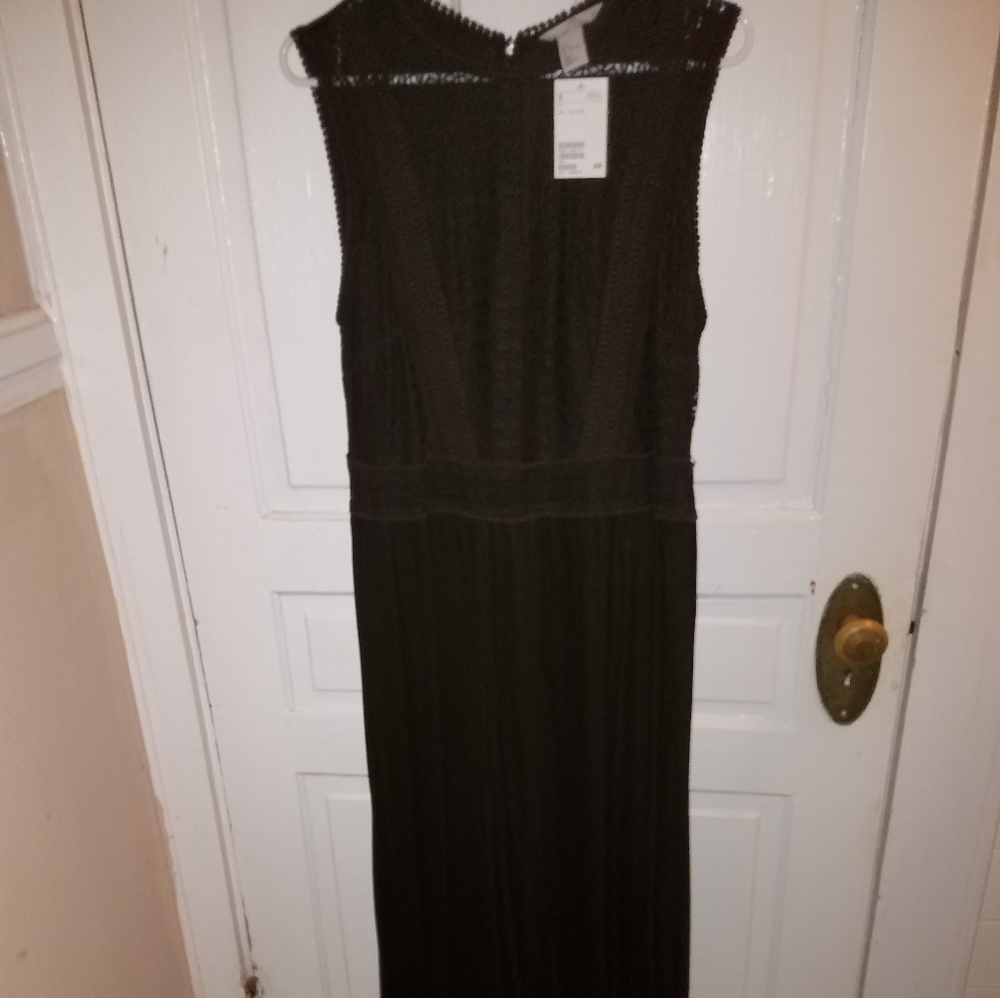 H&M Crochet/poly maxi sleeveless dress